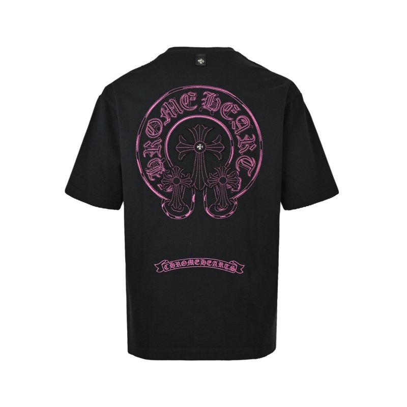 Black Oversized Short Sleeve T-Shirt with Pink Circle Logo view