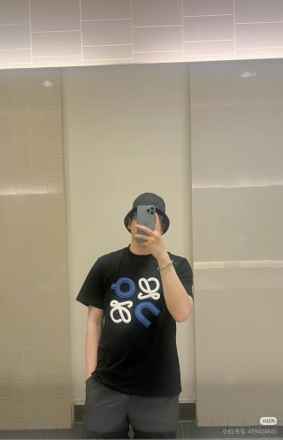 Black Graphic Print Short Sleeve T-Shirt with Blue Logo view 6