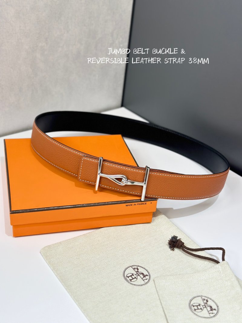 Hermès Jumbo Buckle Reversible Leather Belt 38mm Tan/Black