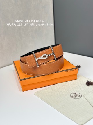 Hermès Jumbo Buckle Reversible Leather Belt 38mm Tan/Black view 2