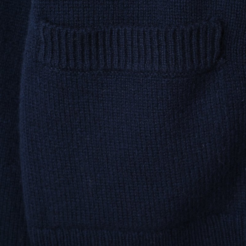 Thom Browne Navy Wool Cardigan with Signature Stripe Detail view