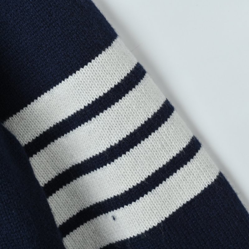 Thom Browne Navy Wool Cardigan with Signature Stripe Detail view