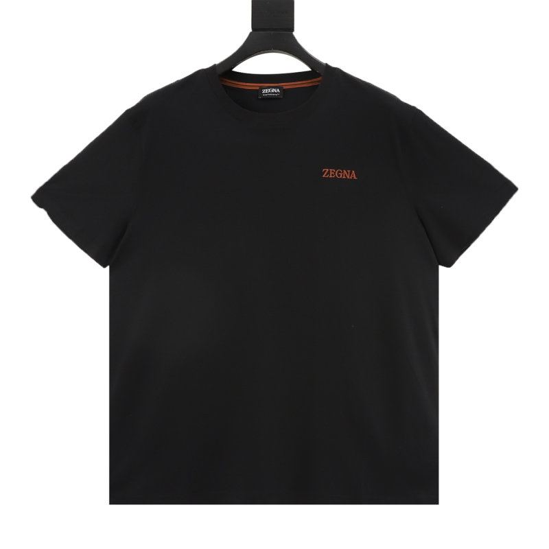 Zegna Black T-Shirt with Red Logo view