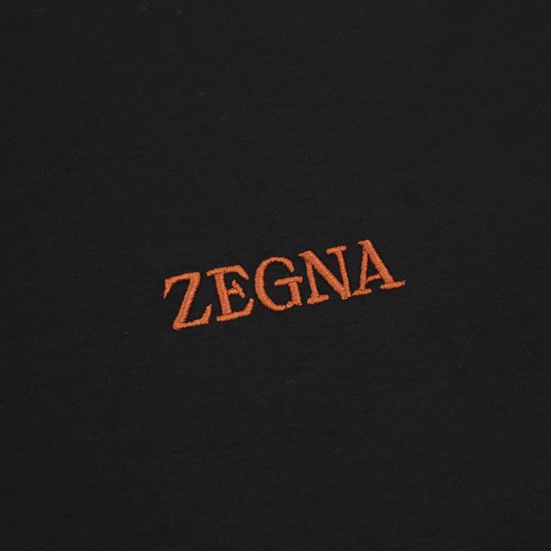 Zegna Black T-Shirt with Red Logo view
