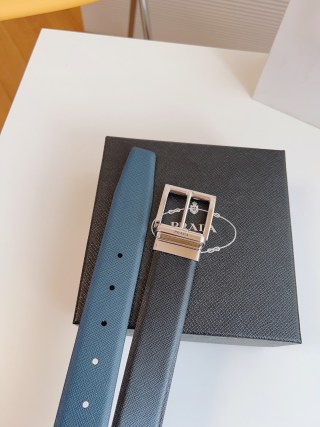Prada Saffiano Leather Belt Black Silver Buckle 35mm view 7