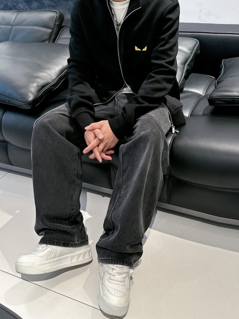 Fendi Black Wool Zip Jacket with Eye Detail view