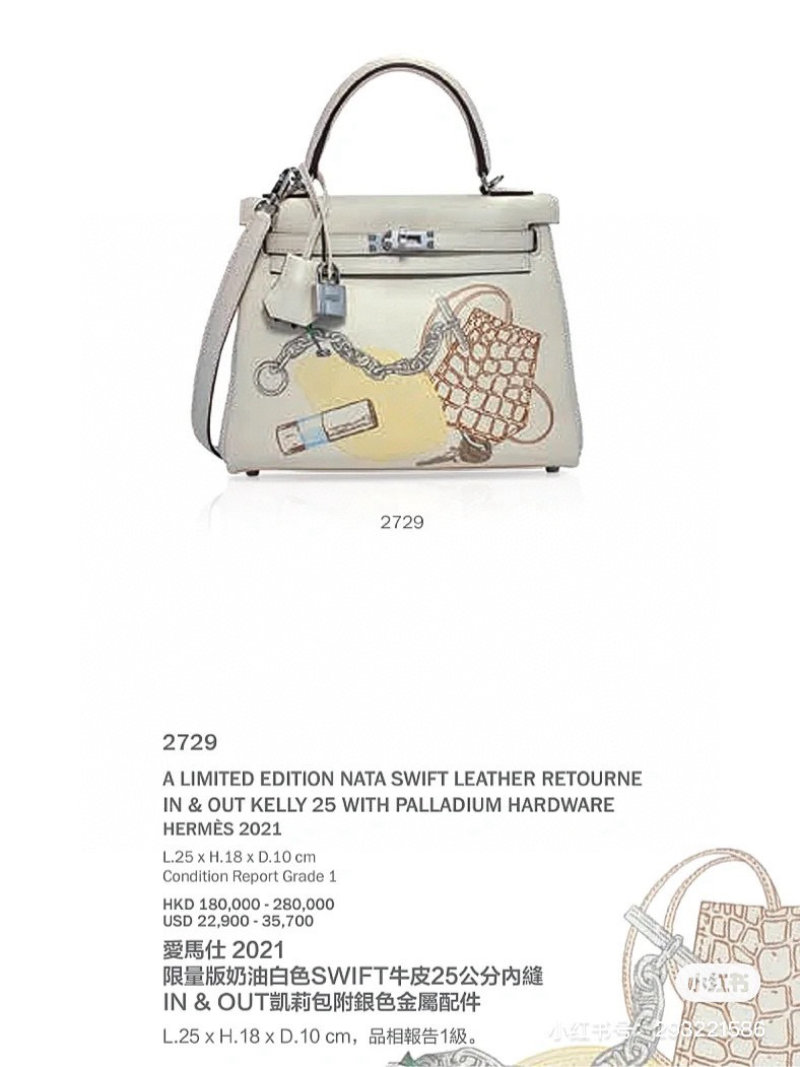 Hermès Kelly Bag Cream with Printed Artwork Details view