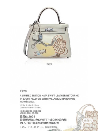 Hermès Kelly Bag Cream with Printed Artwork Details view 3