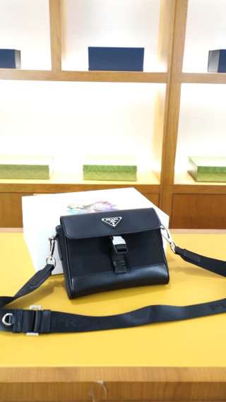 Prada Black Nylon Shoulder Bag with Web Strap video