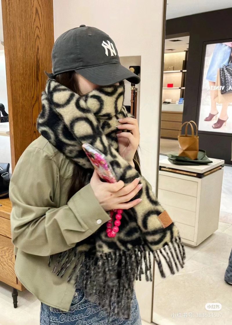 Loewe Monogram Jacquard Wool Mohair Scarf - Cream/Black