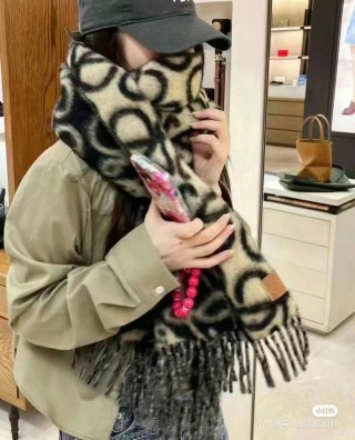 Loewe Monogram Jacquard Wool Mohair Scarf - Cream/Black view 3