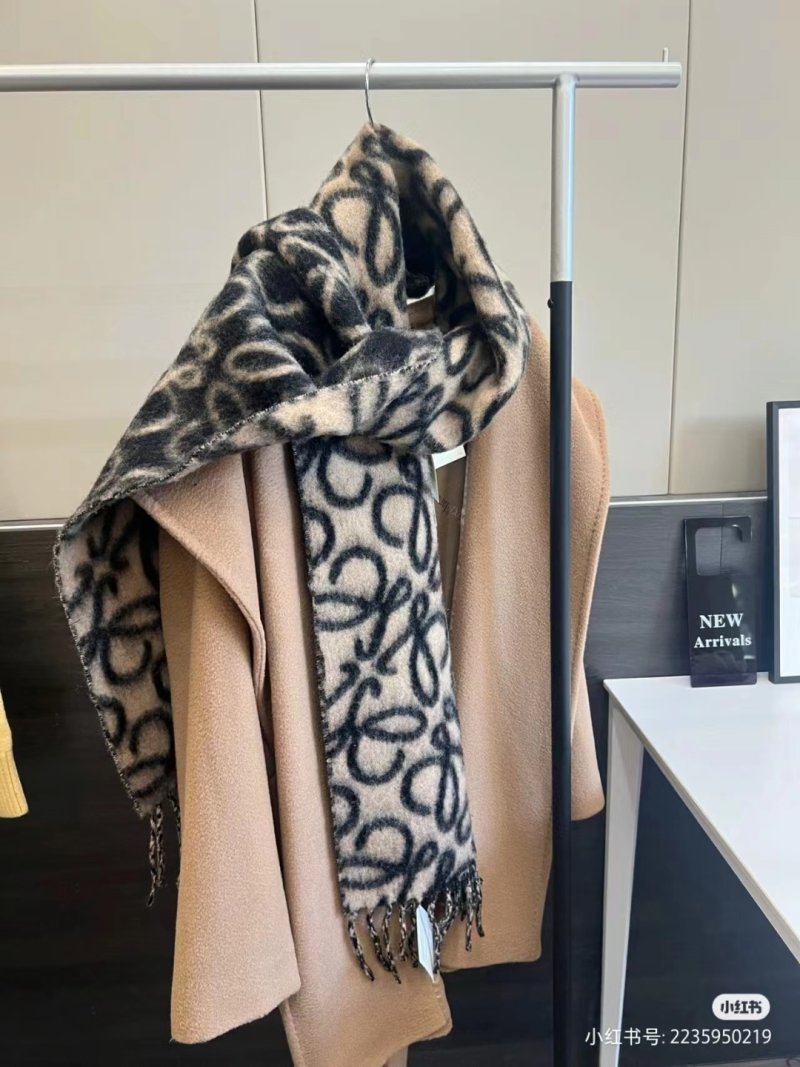 Loewe Monogram Jacquard Wool Mohair Scarf - Cream/Black view