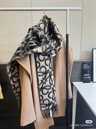 Loewe Monogram Jacquard Wool Mohair Scarf - Cream/Black view 6