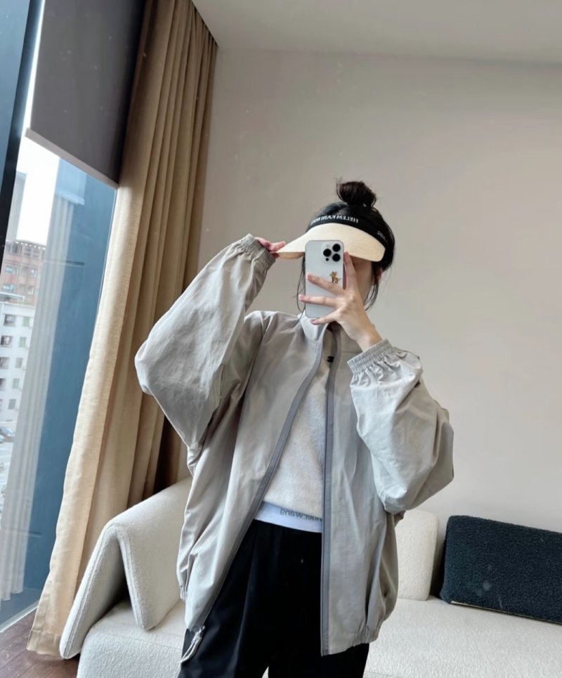 Beige Oversized Windbreaker Jacket