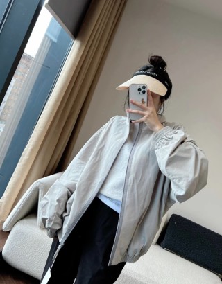 Beige Oversized Windbreaker Jacket view 2