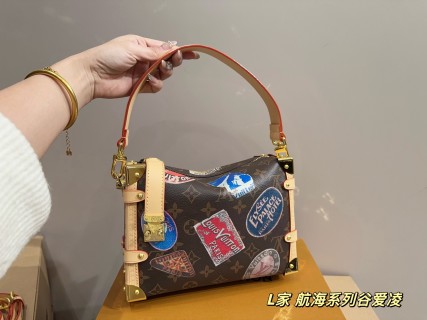 Louis Vuitton Monogram Trunk Shoulder Bag with Travel Patches view 1