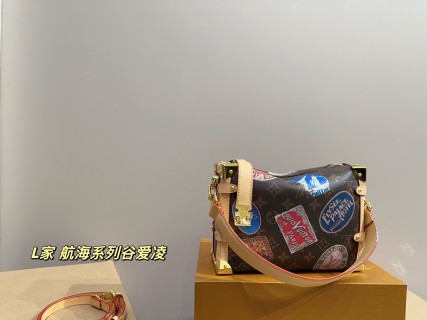 Louis Vuitton Monogram Trunk Shoulder Bag with Travel Patches view 2