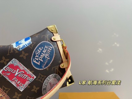 Louis Vuitton Monogram Trunk Shoulder Bag with Travel Patches view 4