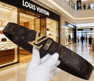 Louis Vuitton Monogram Canvas Belt with Gold Buckle view 2