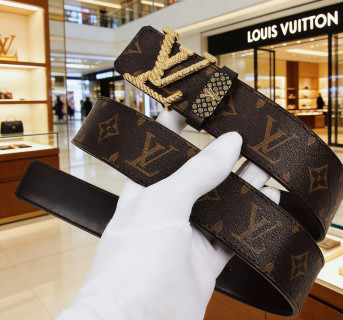 Louis Vuitton Monogram Canvas Belt with Gold Buckle view 3