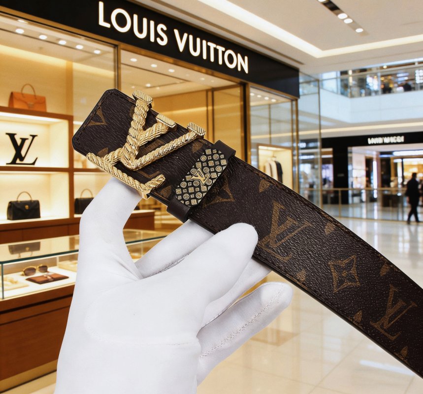 Louis Vuitton Monogram Canvas Belt with Gold Buckle view