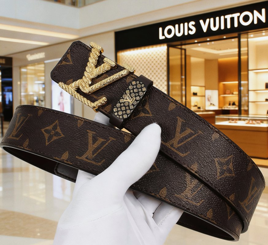 Louis Vuitton Monogram Canvas Belt with Gold Buckle view
