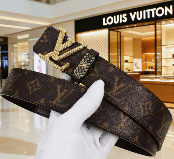 Louis Vuitton Monogram Canvas Belt with Gold Buckle view 8