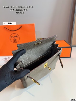 Hermès Kelly Ado Backpack Grey Leather view 9