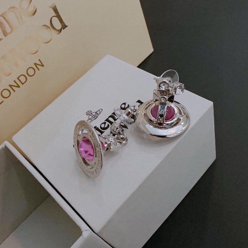 Vivienne Westwood Orb Pink Crystal Stud Earrings