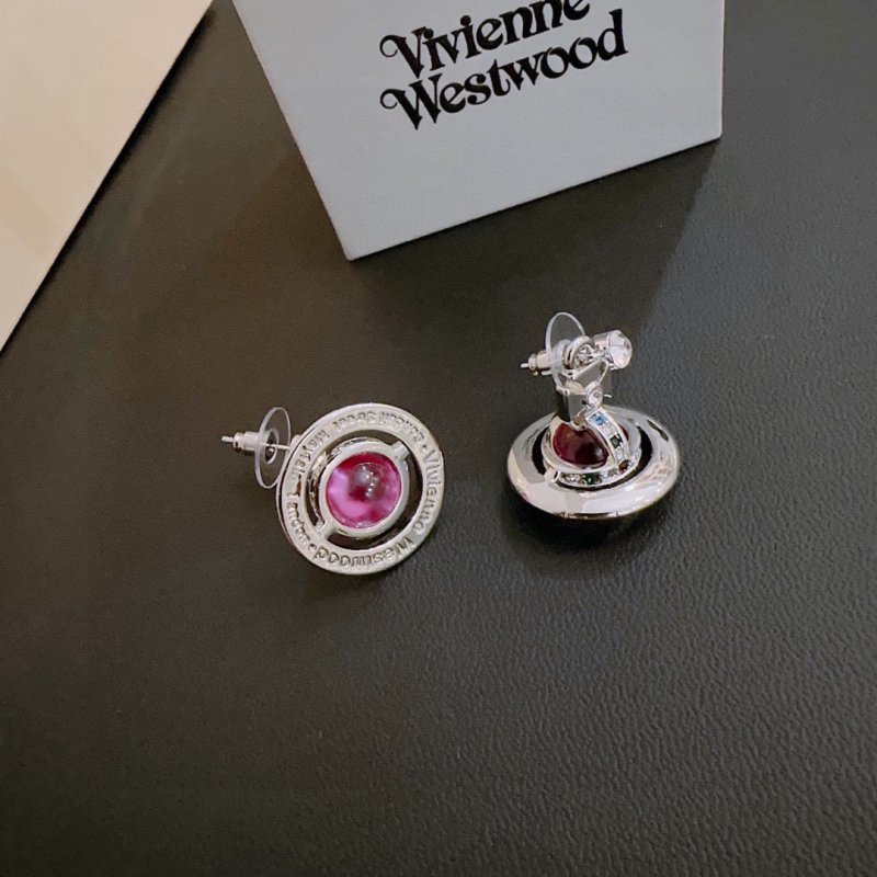 Vivienne Westwood Orb Pink Crystal Stud Earrings view