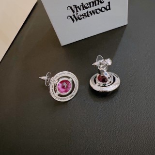 Vivienne Westwood Orb Pink Crystal Stud Earrings view 2