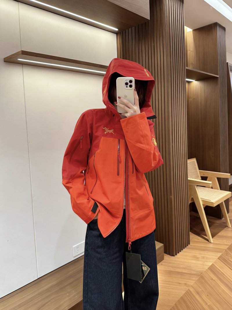 Arc'teryx Beta Red Orange Hooded Windbreaker Jacket