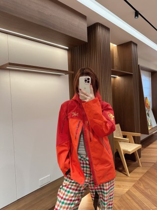 Arc'teryx Beta Red Orange Hooded Windbreaker Jacket view 3