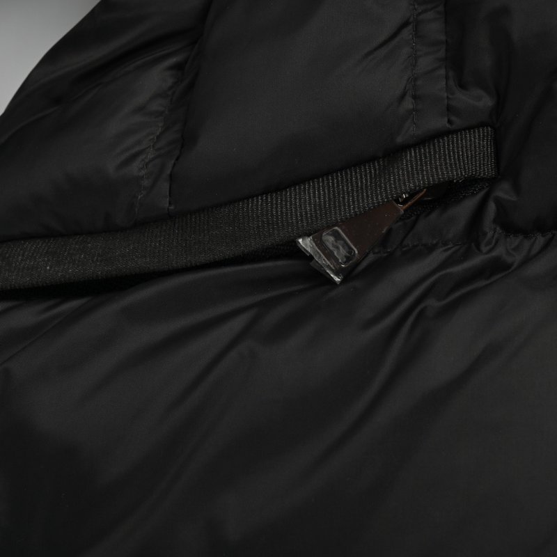 Black Puffer Down Jacket with Fur Hood Trim view