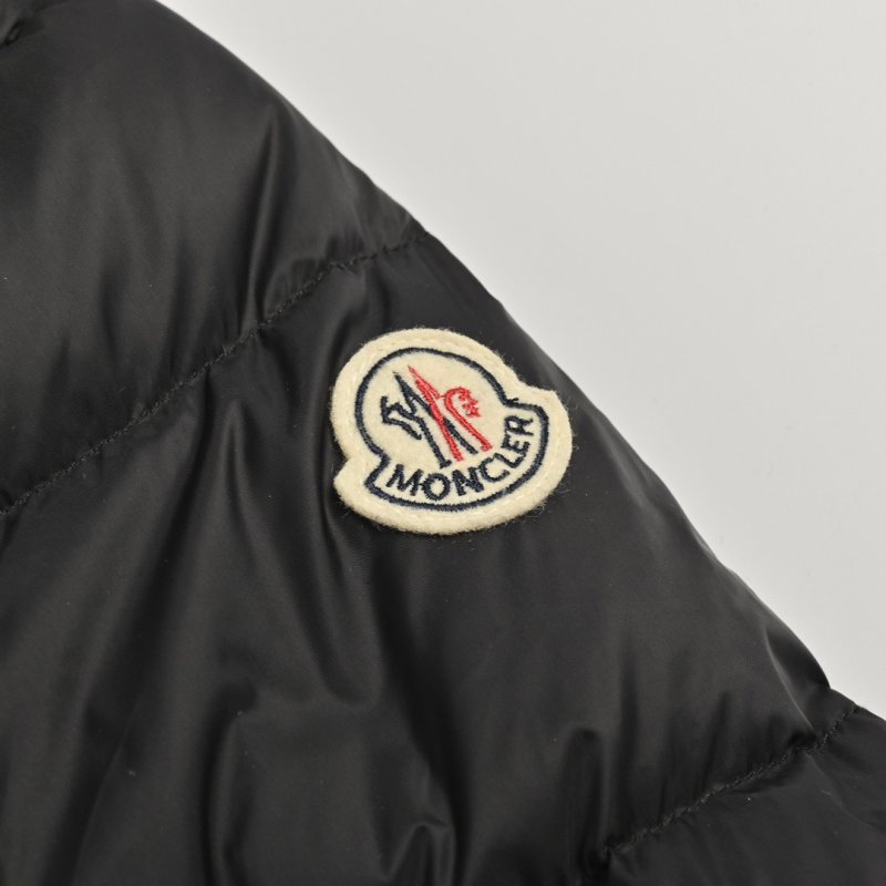 Black Puffer Down Jacket with Fur Hood Trim view