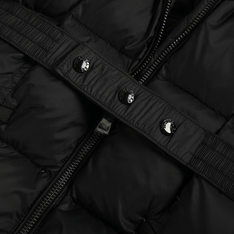 Black Puffer Down Jacket with Fur Hood Trim view