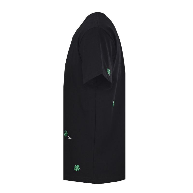 Dior Black T-Shirt with Green Clover Embroidery view