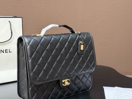 Chanel 22K Quilted Leather Top Handle Bag Black view 2