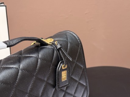 Chanel 22K Quilted Leather Top Handle Bag Black view 3