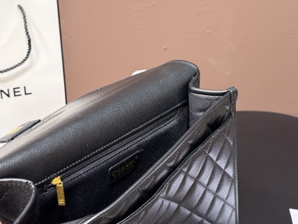Chanel 22K Quilted Leather Top Handle Bag Black view 8
