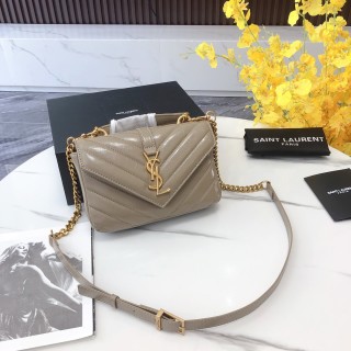 Saint Laurent College Mini Crossbody Bag Beige