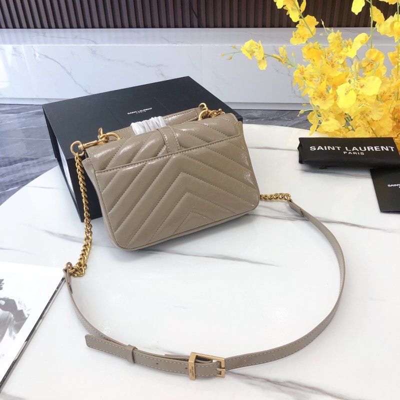 Saint Laurent College Mini Crossbody Bag Beige view