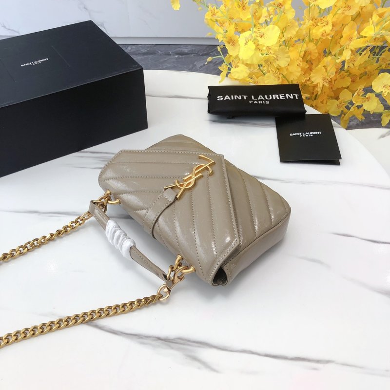 Saint Laurent College Mini Crossbody Bag Beige view