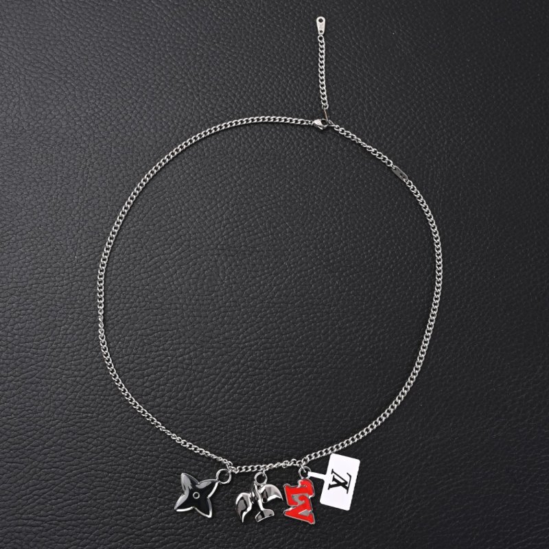 Louis Vuitton LV Dove Letter Charm Necklace Silver