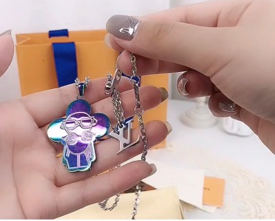 Louis Vuitton DJ Vivienne Cartoon Character Pendant Necklace view 2