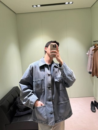 Oversized Denim Jacket Light Blue Wash view 3