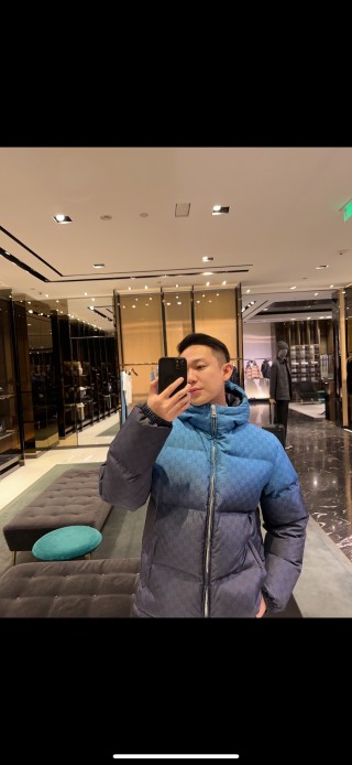 Gucci GG Monogram Puffer Down Jacket Blue Black view 1