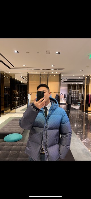 Gucci GG Monogram Puffer Down Jacket Blue Black view 2