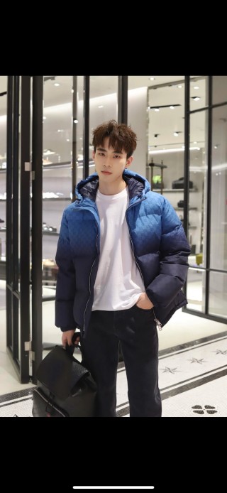 Gucci GG Monogram Puffer Down Jacket Blue Black view 5