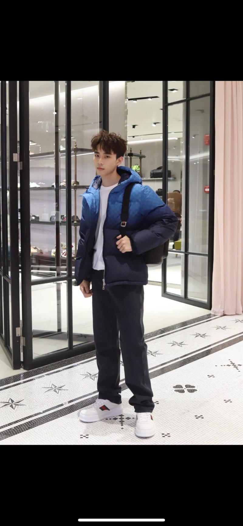 Gucci GG Monogram Puffer Down Jacket Blue Black view